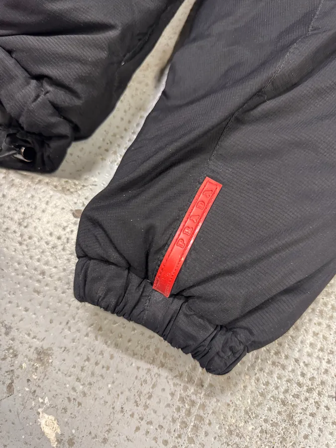 2000s Prada Black Linea Rossa Puffer Hooded Jacket - Image 4
