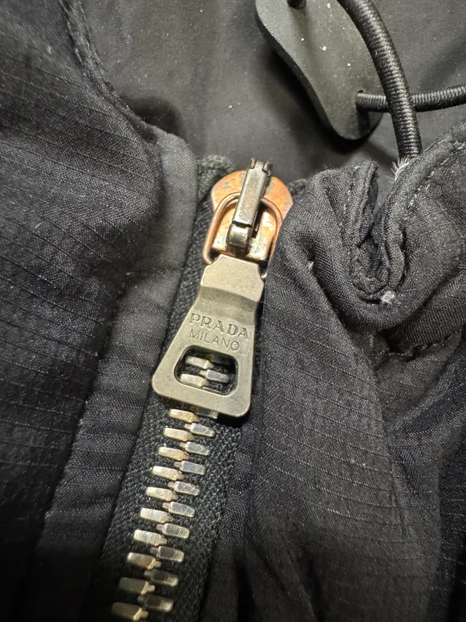 2000s Prada Black Linea Rossa Puffer Hooded Jacket - Image 6