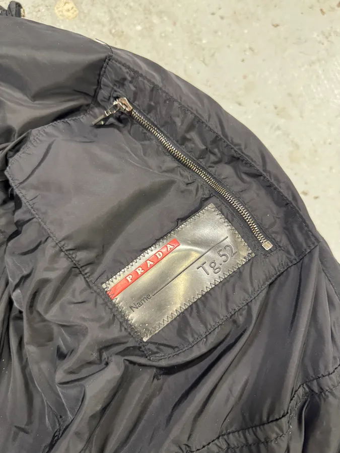 2000s Prada Black Linea Rossa Puffer Hooded Jacket - Image 8