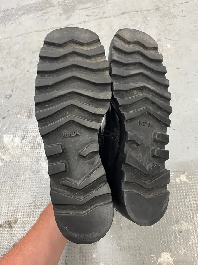 2000s Prada Black Pure Leather Ankle Boots - Image 8