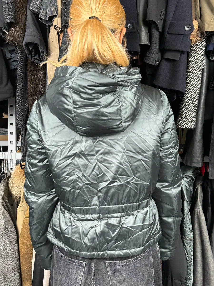 2000s Prada Dark Olive Puffer Jacket - Image 3
