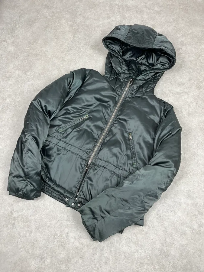 2000s Prada Dark Olive Puffer Jacket - Image 4