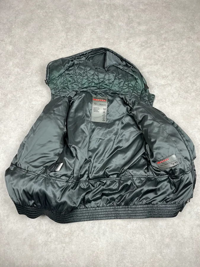 2000s Prada Dark Olive Puffer Jacket - Image 9