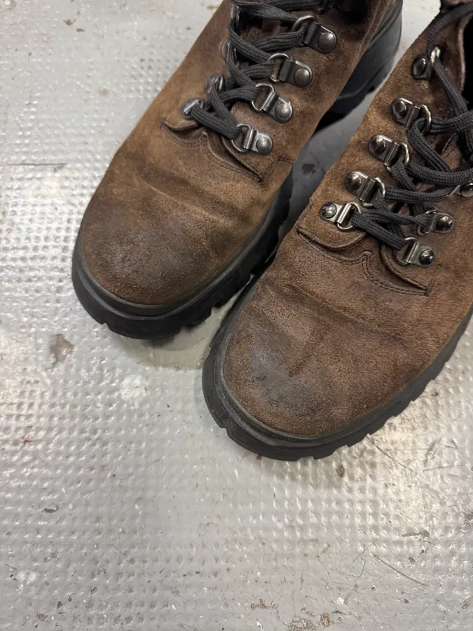 2000s Prada Hiking Brown Suede Leather Boots - Image 6