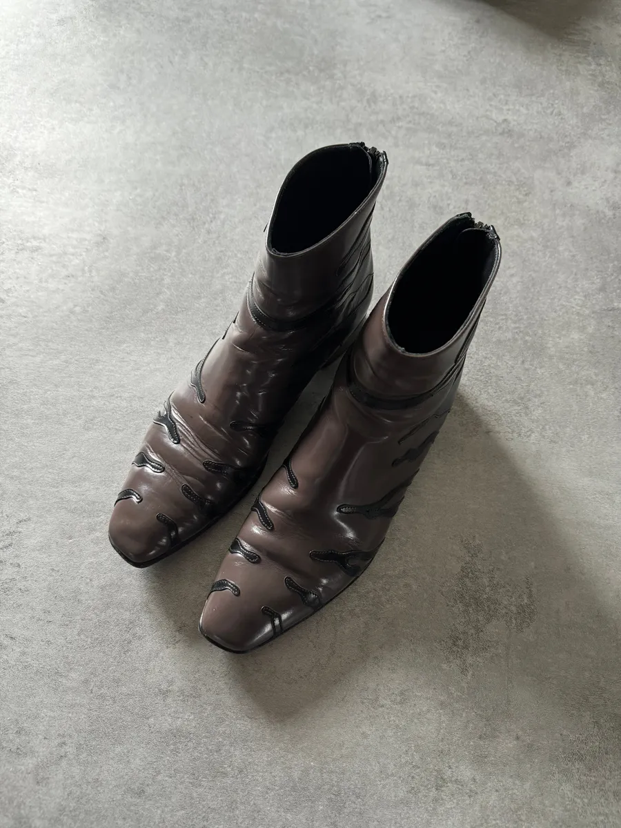 2000s Prada Zebra Brown Leather Boots - Image 4