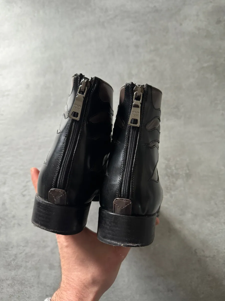 2000s Prada Zebra Brown Leather Boots - Image 5