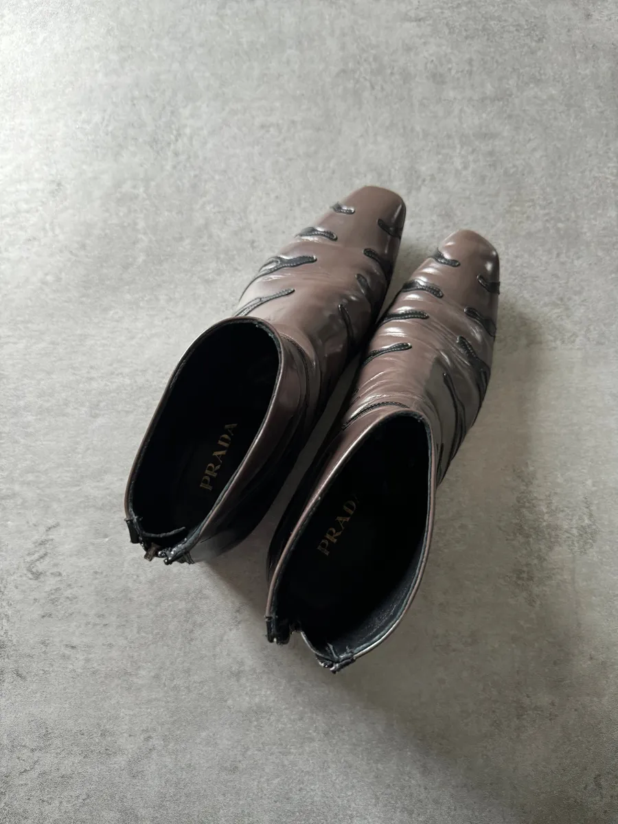 2000s Prada Zebra Brown Leather Boots - Image 7