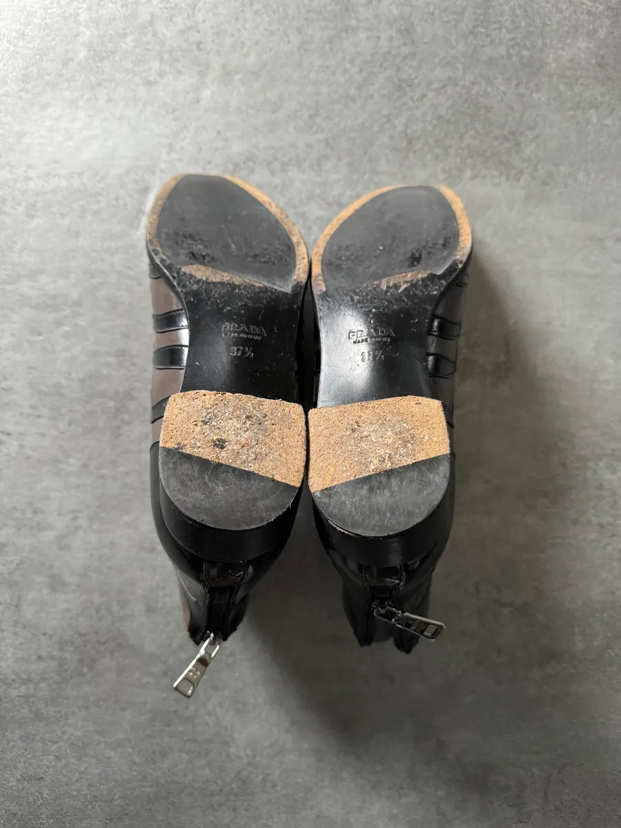 2000s Prada Zebra Brown Leather Boots - Image 8