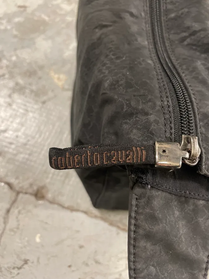 2000s Roberto Cavalli Black Python Print Handle Bag - Image 5