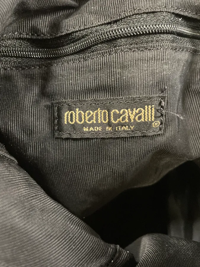 2000s Roberto Cavalli Black Python Print Handle Bag - Image 6