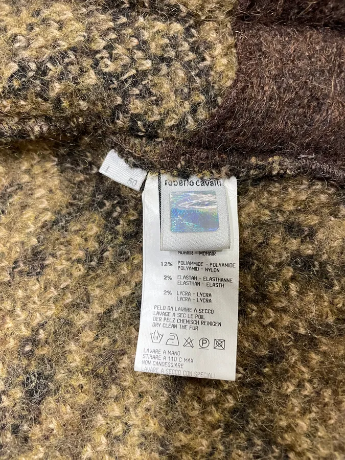 2000s Roberto Cavalli Brown Safari Zebra Wool Zip-up Cardigan - Image 11