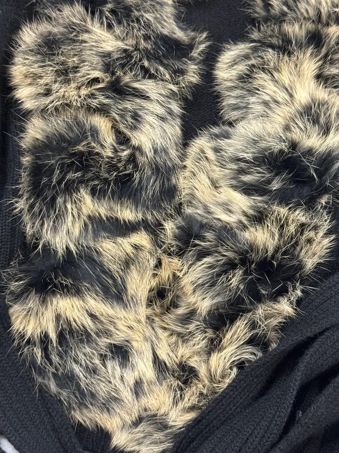 2000s Roberto Cavalli Fur Black Wool Cardigan - Image 3