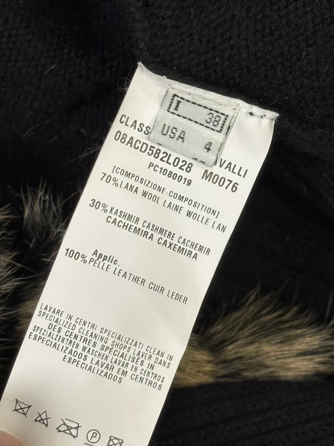 2000s Roberto Cavalli Fur Black Wool Cardigan - Image 6