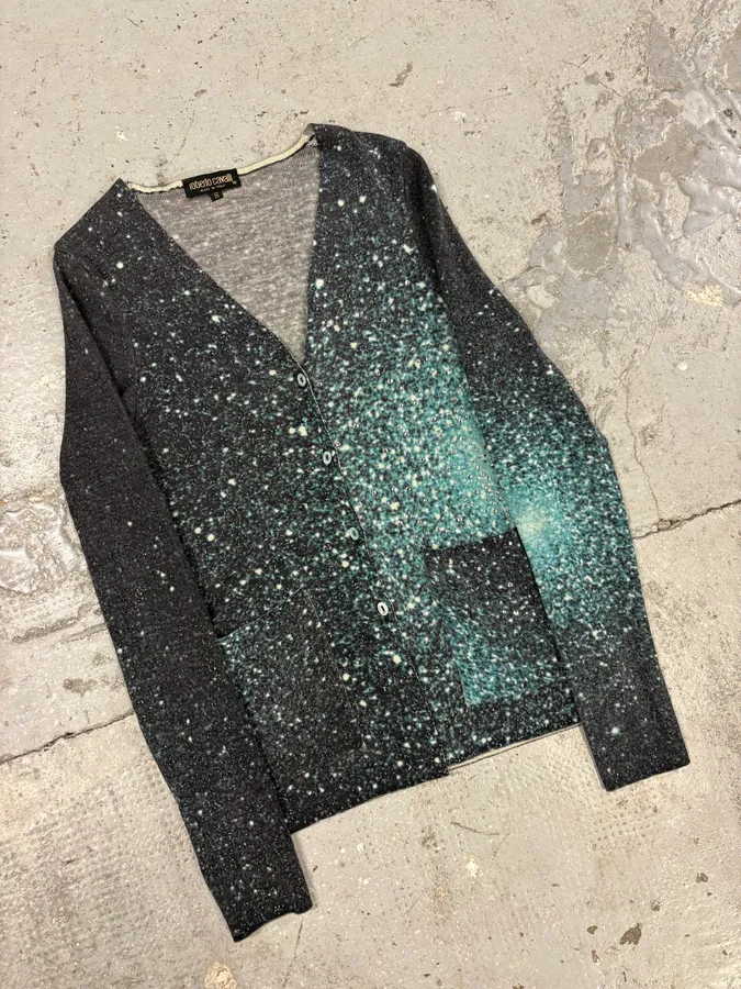 2000s Roberto Cavalli Galaxy Blue Cardigan - Image 4