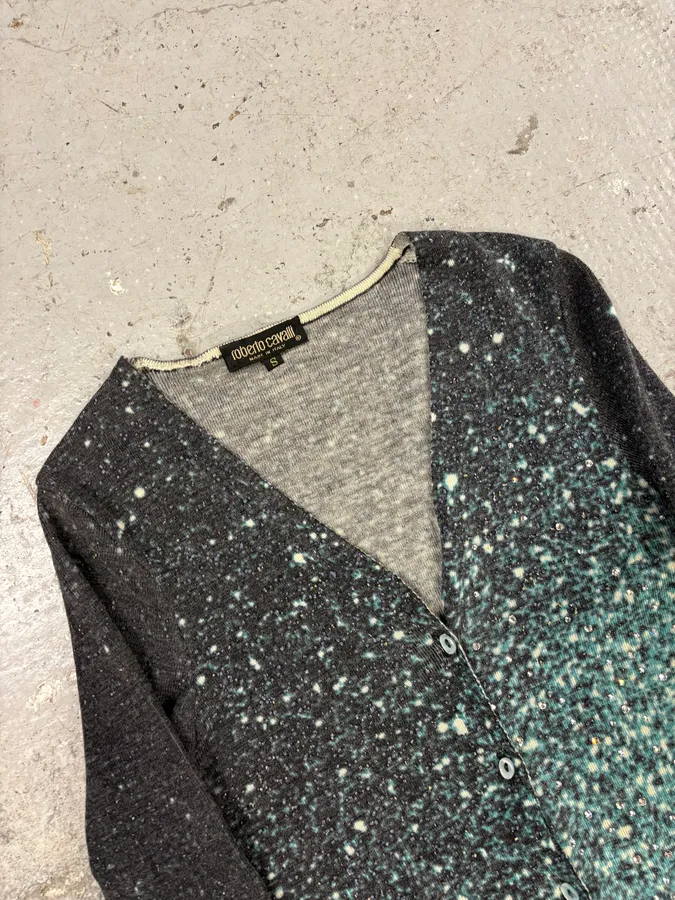 2000s Roberto Cavalli Galaxy Blue Cardigan - Image 5
