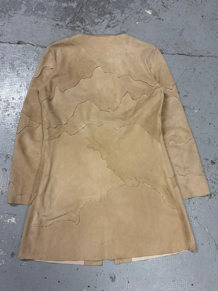 2000s Roberto Cavalli Patchwork Leaves Beige Leather Jacket - Image 4