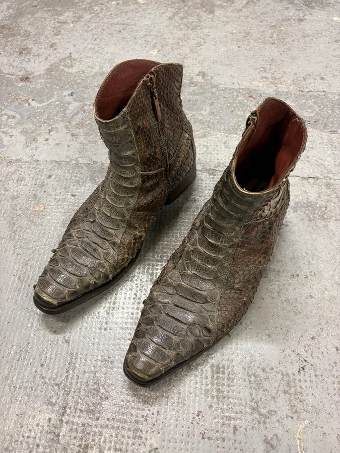 2000s Roberto Cavalli Python Leather Boots - Image 3