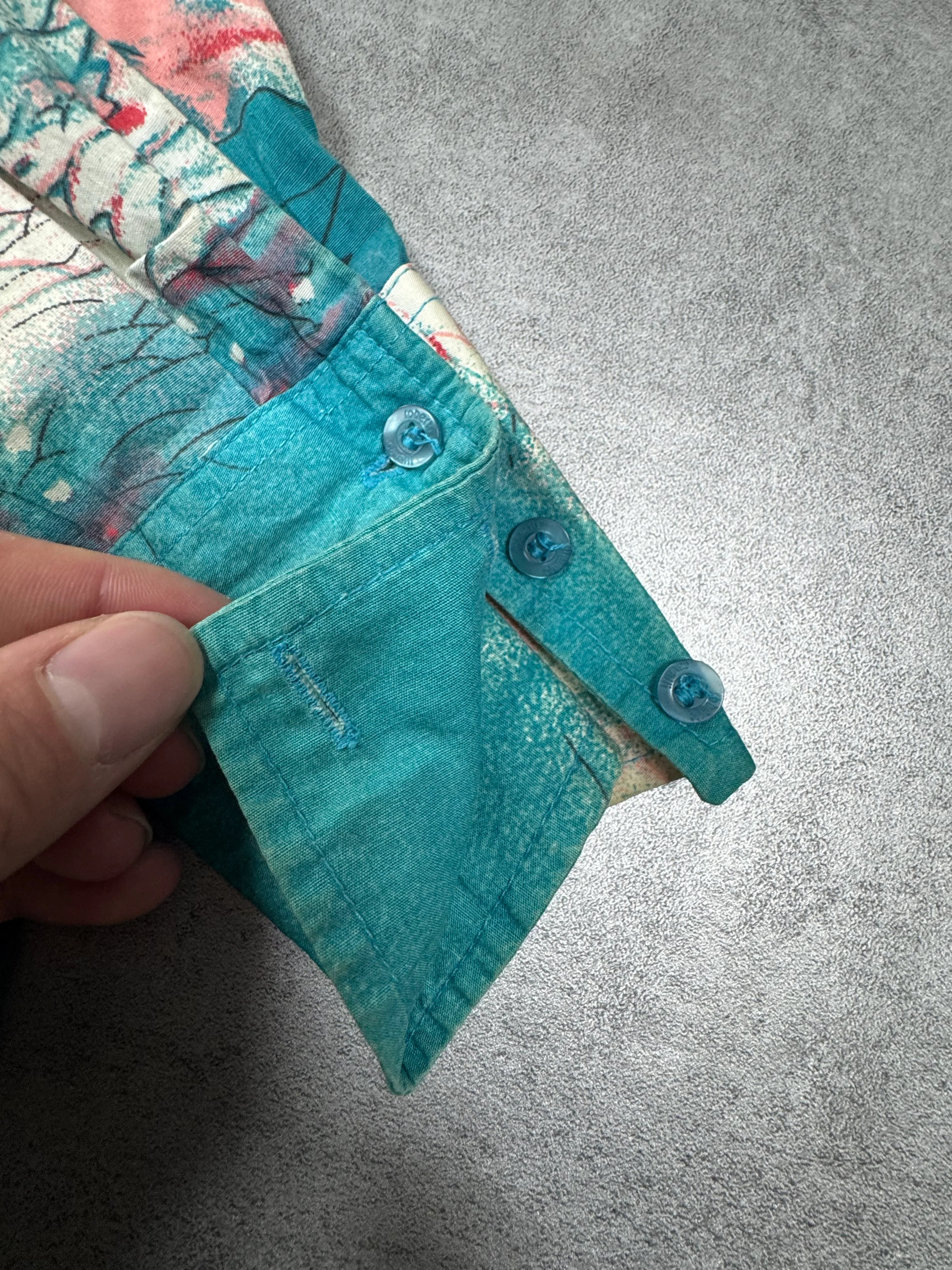 2000s Roberto Cavalli Volcano Aqua Blue Shirt - Image 7