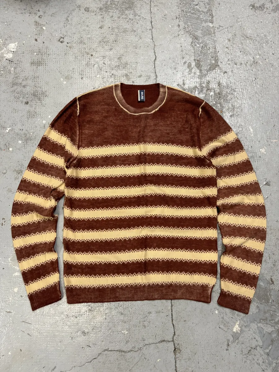 2010s Jean Paul Gaultier Red & White Wool Striped Sweater - Image 5