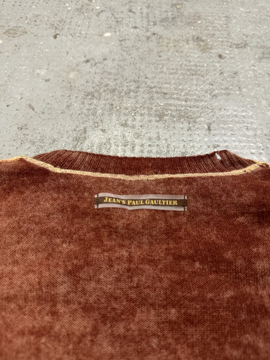 2010s Jean Paul Gaultier Red & White Wool Striped Sweater - Image 6