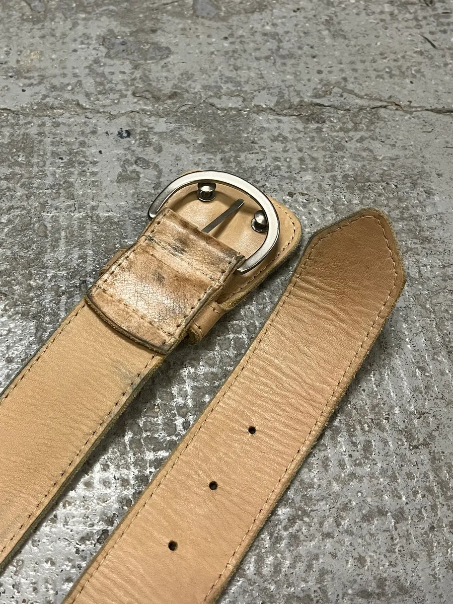2012 Maison Margiela H&M Beige Cowboy Leather Belt - Image 3