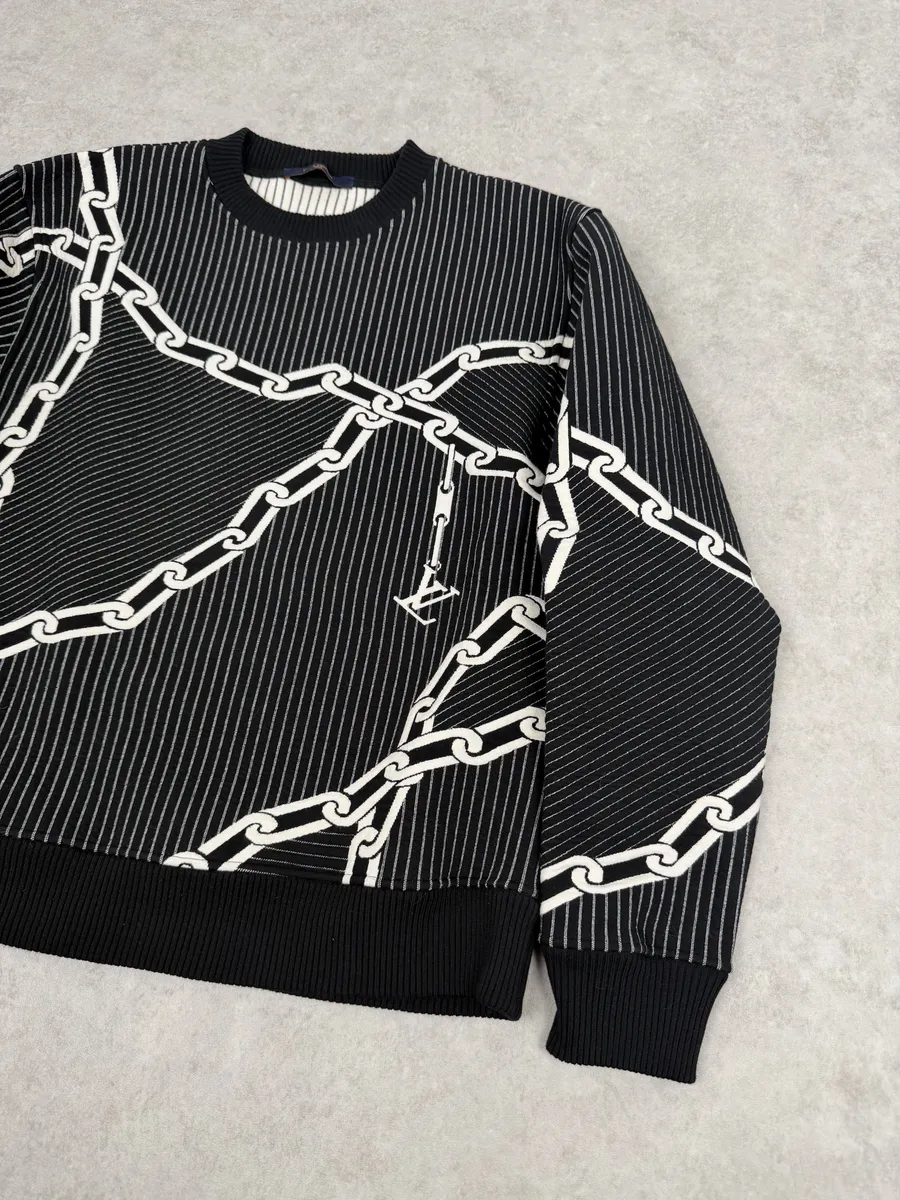 2020 Louis Vuitton Cable 3D Jail Logo Black & White Sweater - Image 3
