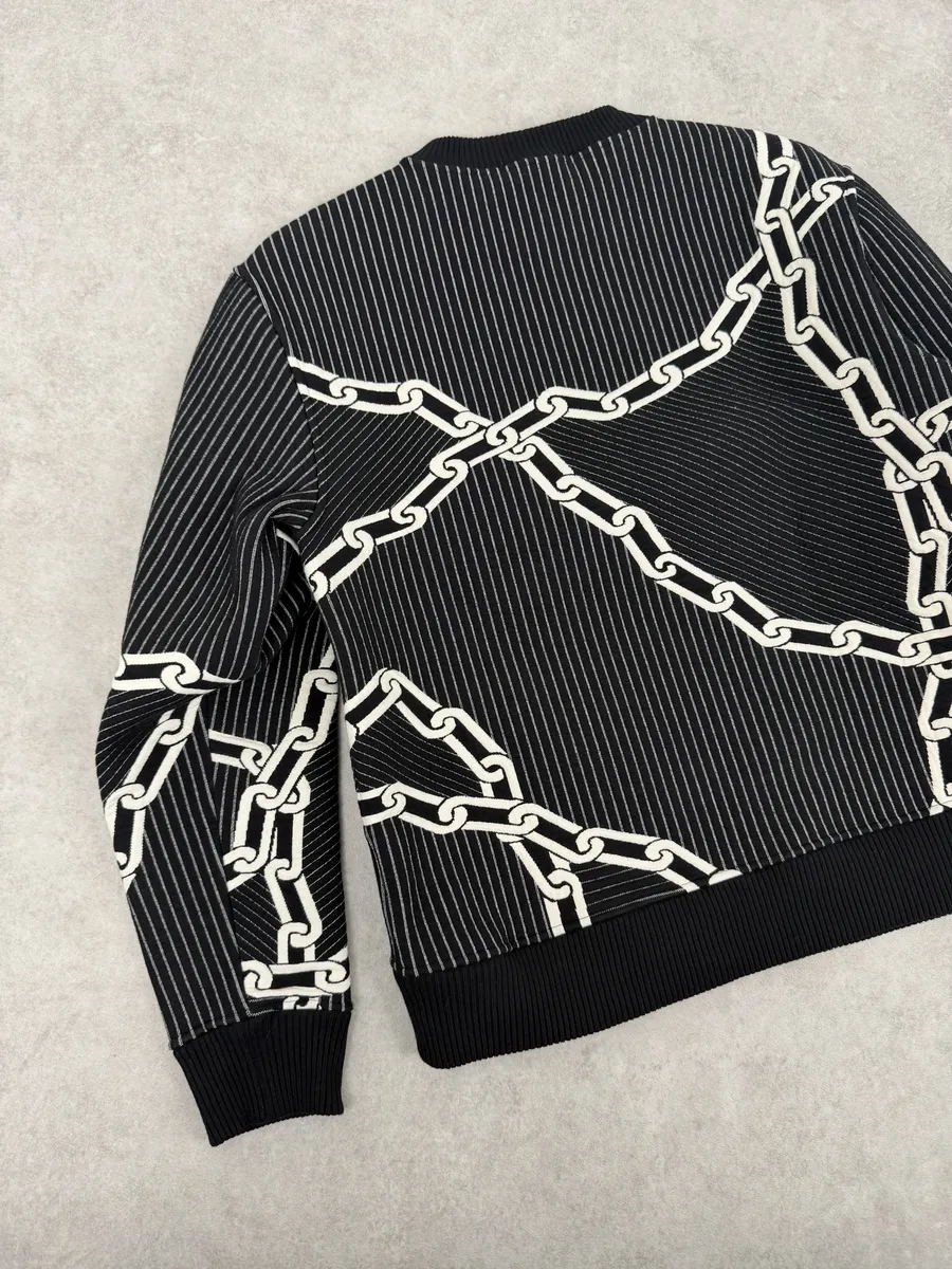 2020 Louis Vuitton Cable 3D Jail Logo Black & White Sweater - Image 4