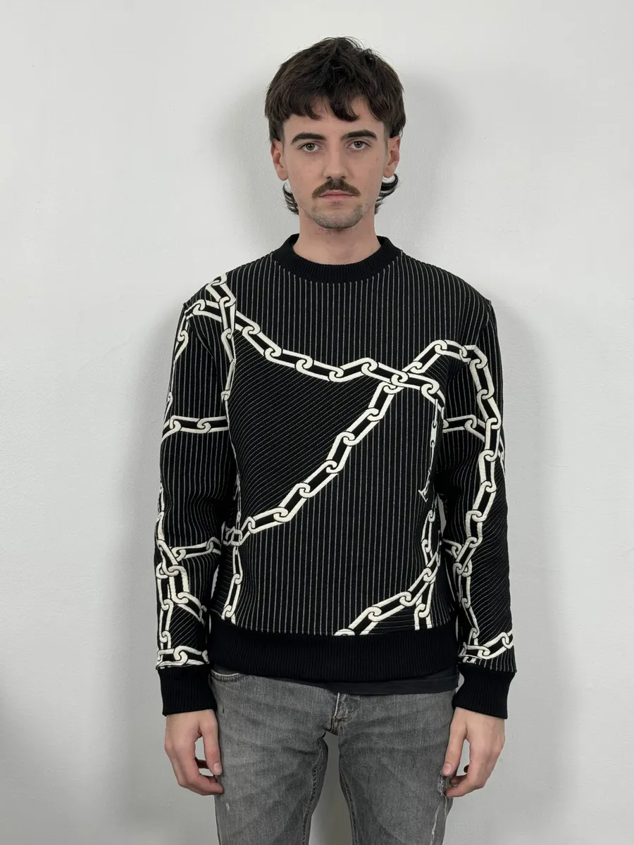 2020 Louis Vuitton Cable 3D Jail Logo Black & White Sweater - Image 5