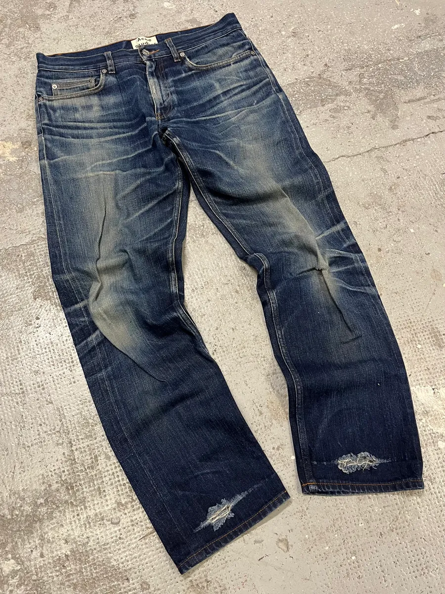 Acne Studios Ash Raw Blue Faded Denim Jeans - Image 4