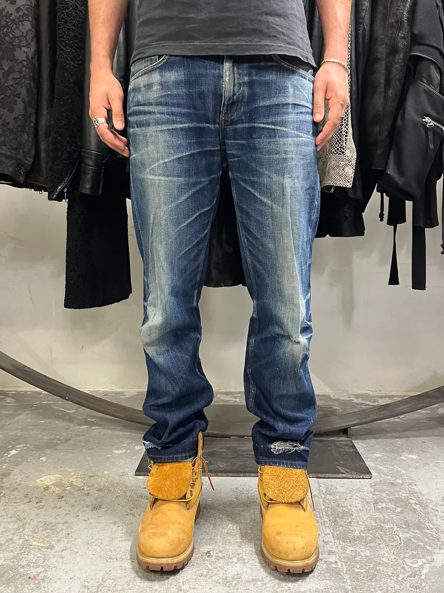 Acne Studios Ash Raw Blue Faded Denim Jeans - Image 5