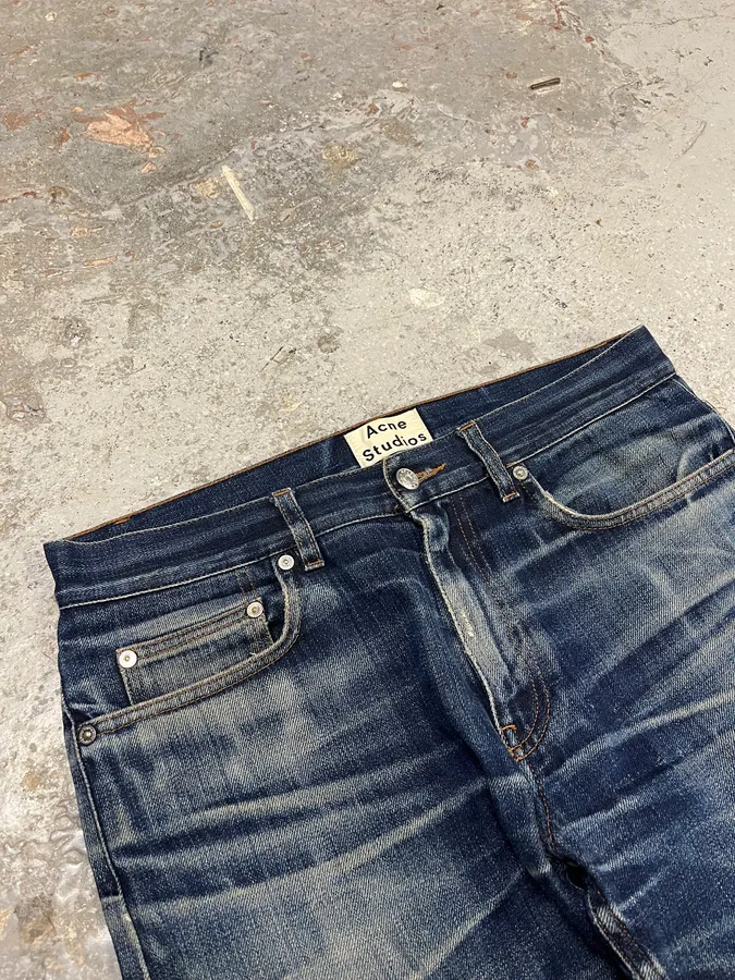 Acne Studios Ash Raw Blue Faded Denim Jeans - Image 7