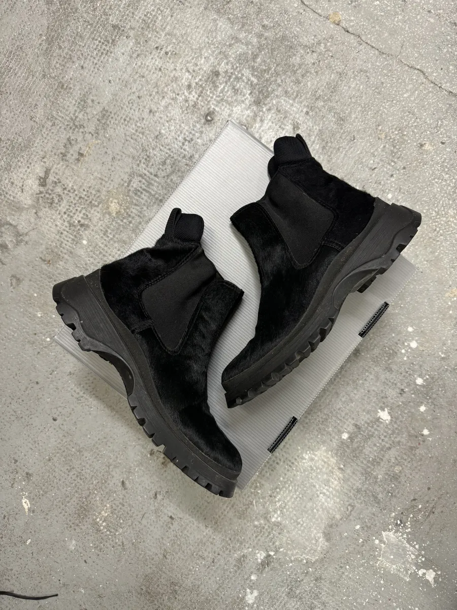 AW1999 Prada Black Pony Hair Leather Vibram Boots - Image 3