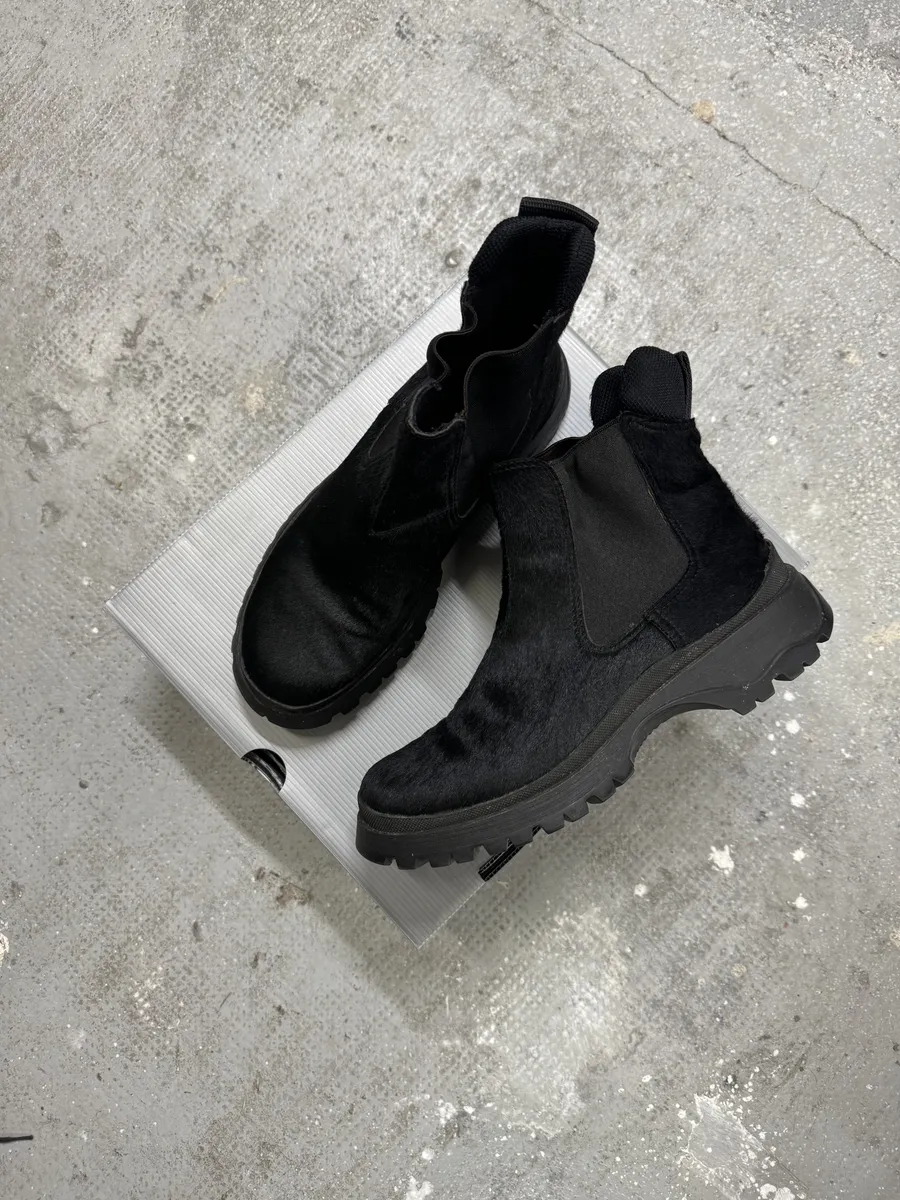 AW1999 Prada Black Pony Hair Leather Vibram Boots - Image 6