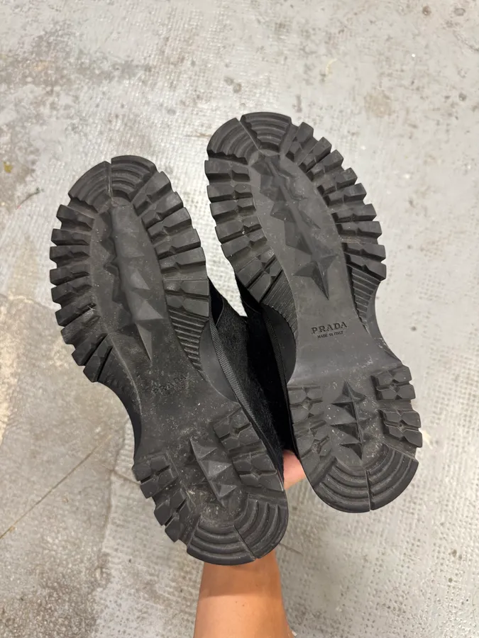 AW1999 Prada Linea Rossa Black Pony Hair Leather Boots - Image 3