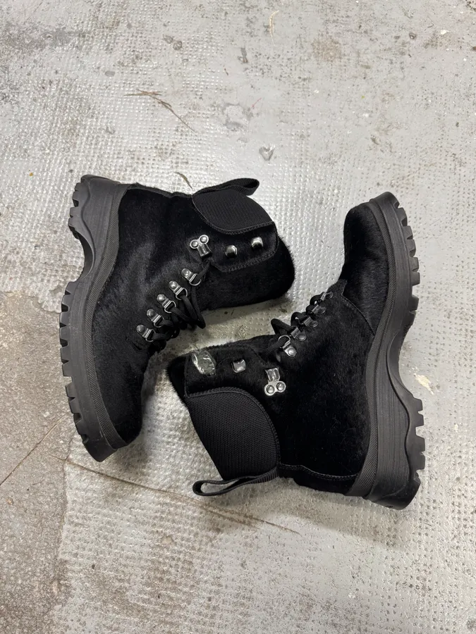 AW1999 Prada Linea Rossa Black Pony Hair Leather Boots - Image 5