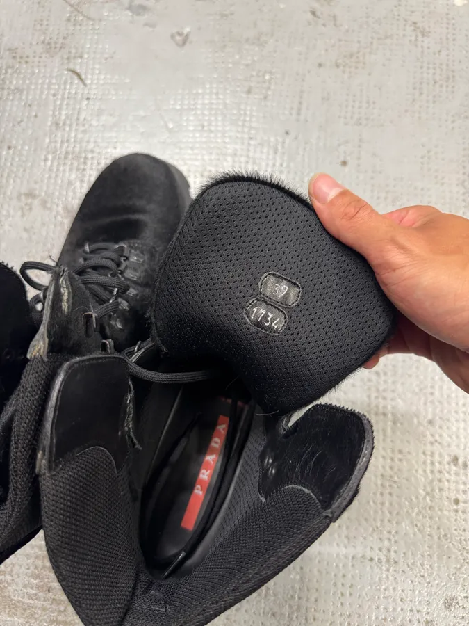 AW1999 Prada Linea Rossa Black Pony Hair Leather Boots - Image 8