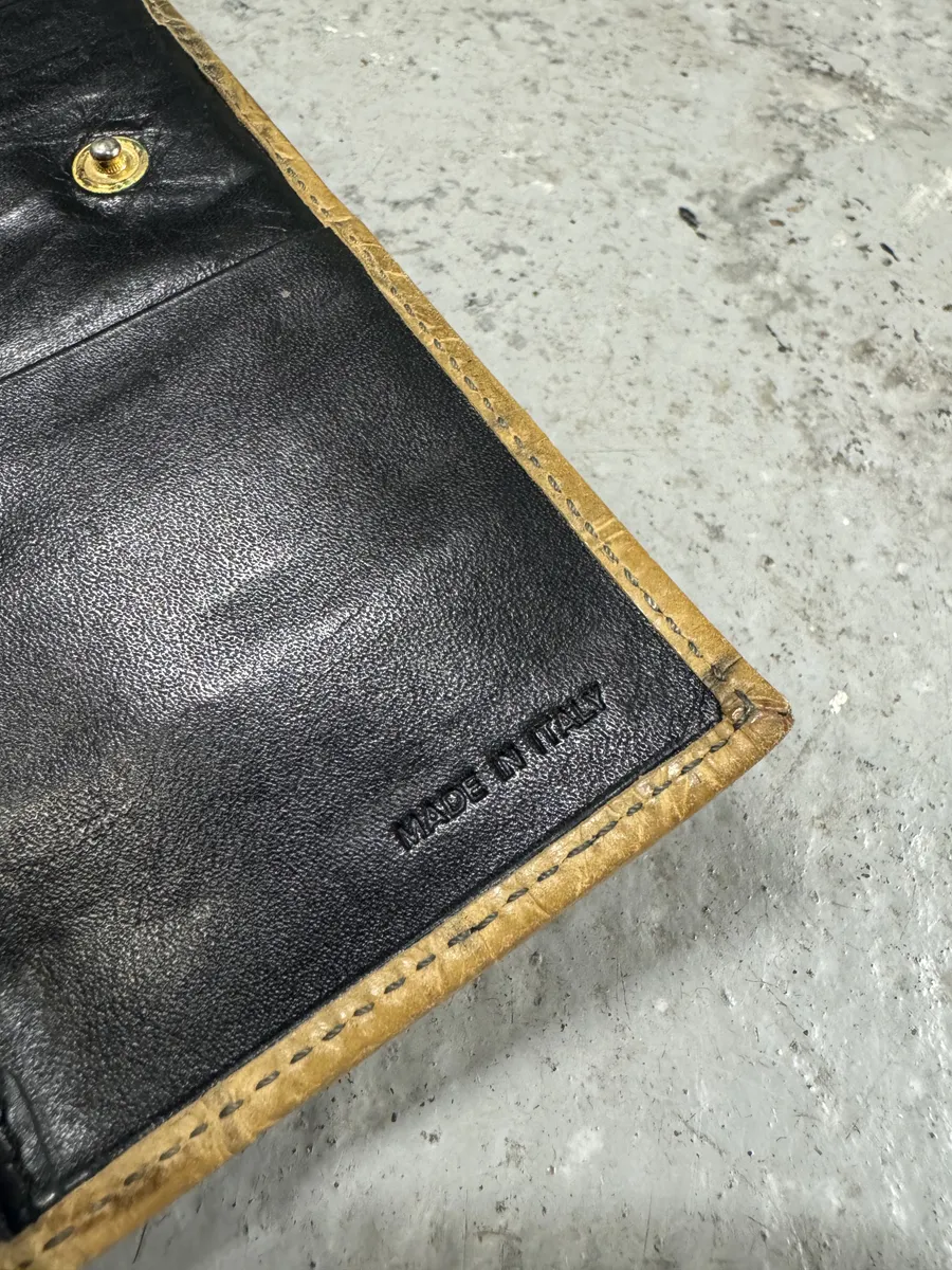 AW2000 Roberto Cavalli Embossed Crocodile Leather Effect Gold Wallet - Image 3