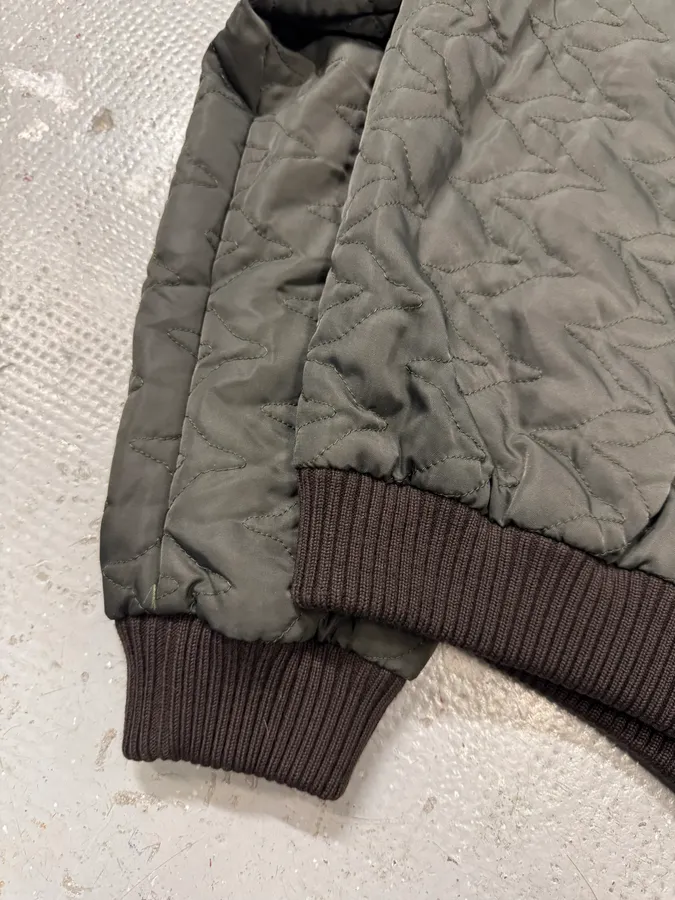 AW2001 Dolce & Gabbana Quilted Olive Hybrid Leather Bomber Jacket - Image 5