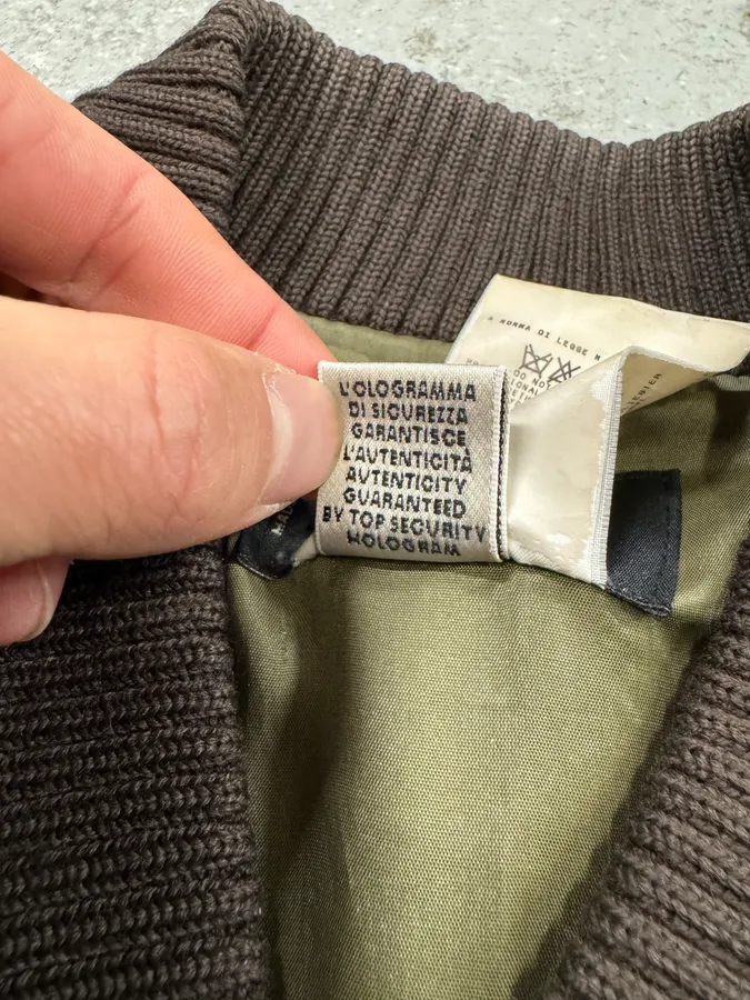 AW2001 Dolce & Gabbana Quilted Olive Hybrid Leather Bomber Jacket - Image 9