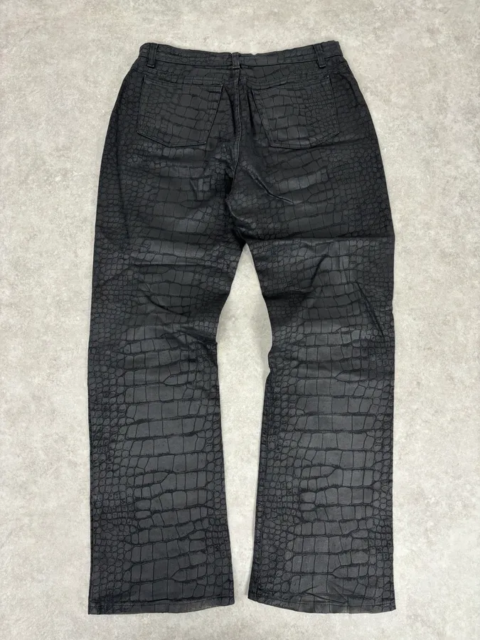 AW2001 Roberto Cavalli Crocodile Effect Obscure Black Pants - Image 6