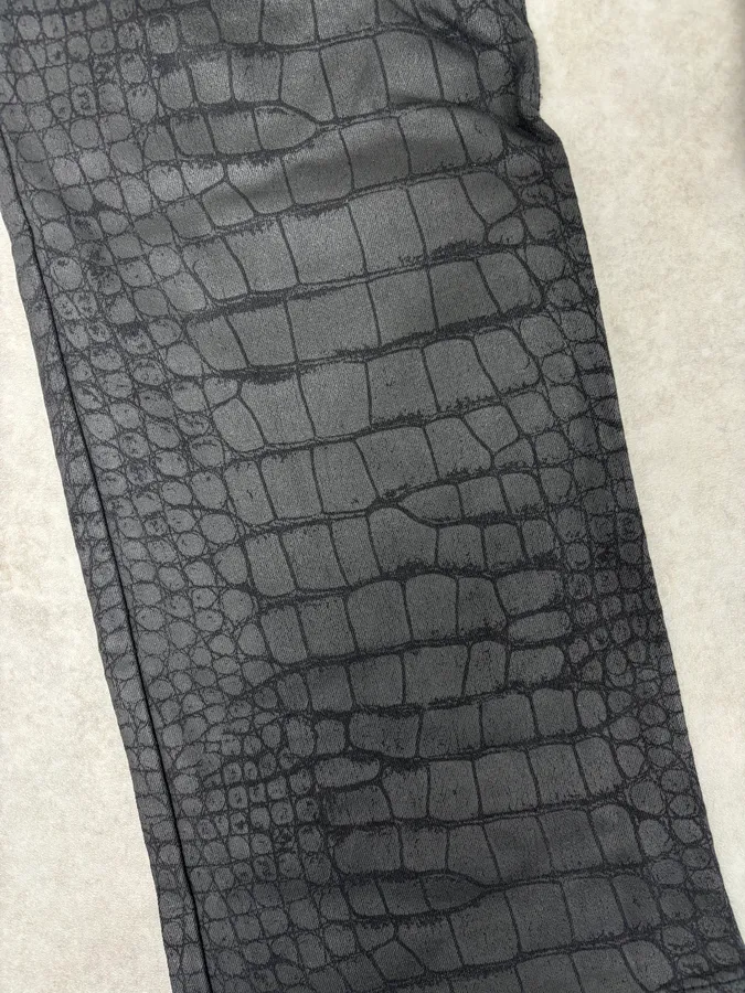 AW2001 Roberto Cavalli Crocodile Effect Obscure Black Pants - Image 9