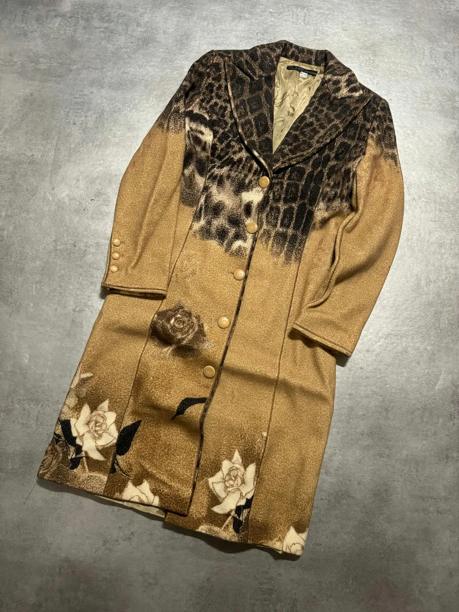 AW2002 Roberto Cavalli Leopard Print Beige Wool Trench Coat - Image 5