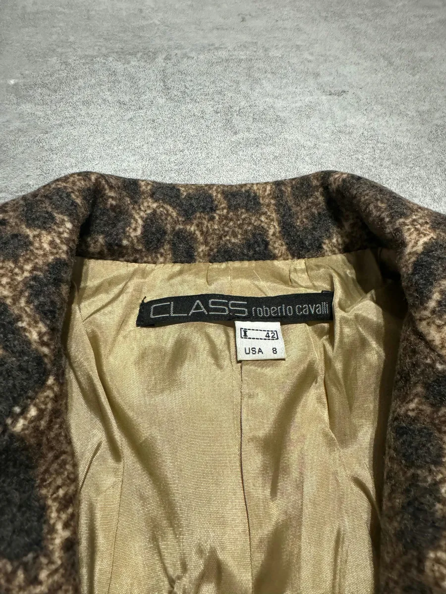 AW2002 Roberto Cavalli Leopard Print Beige Wool Trench Coat - Image 6