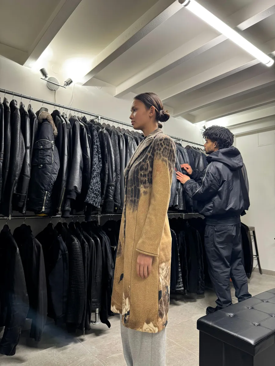 AW2002 Roberto Cavalli Leopard Print Beige Wool Trench Coat - Image 8