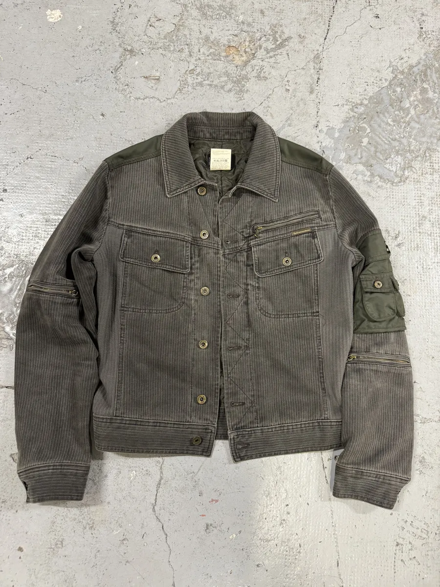 AW2003 Dolce & Gabbana Military Cargo Utility Grey Olive Bomber Jacket - Image 5