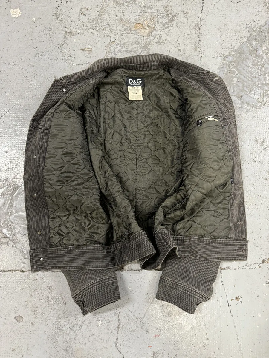 AW2003 Dolce & Gabbana Military Cargo Utility Grey Olive Bomber Jacket - Image 8