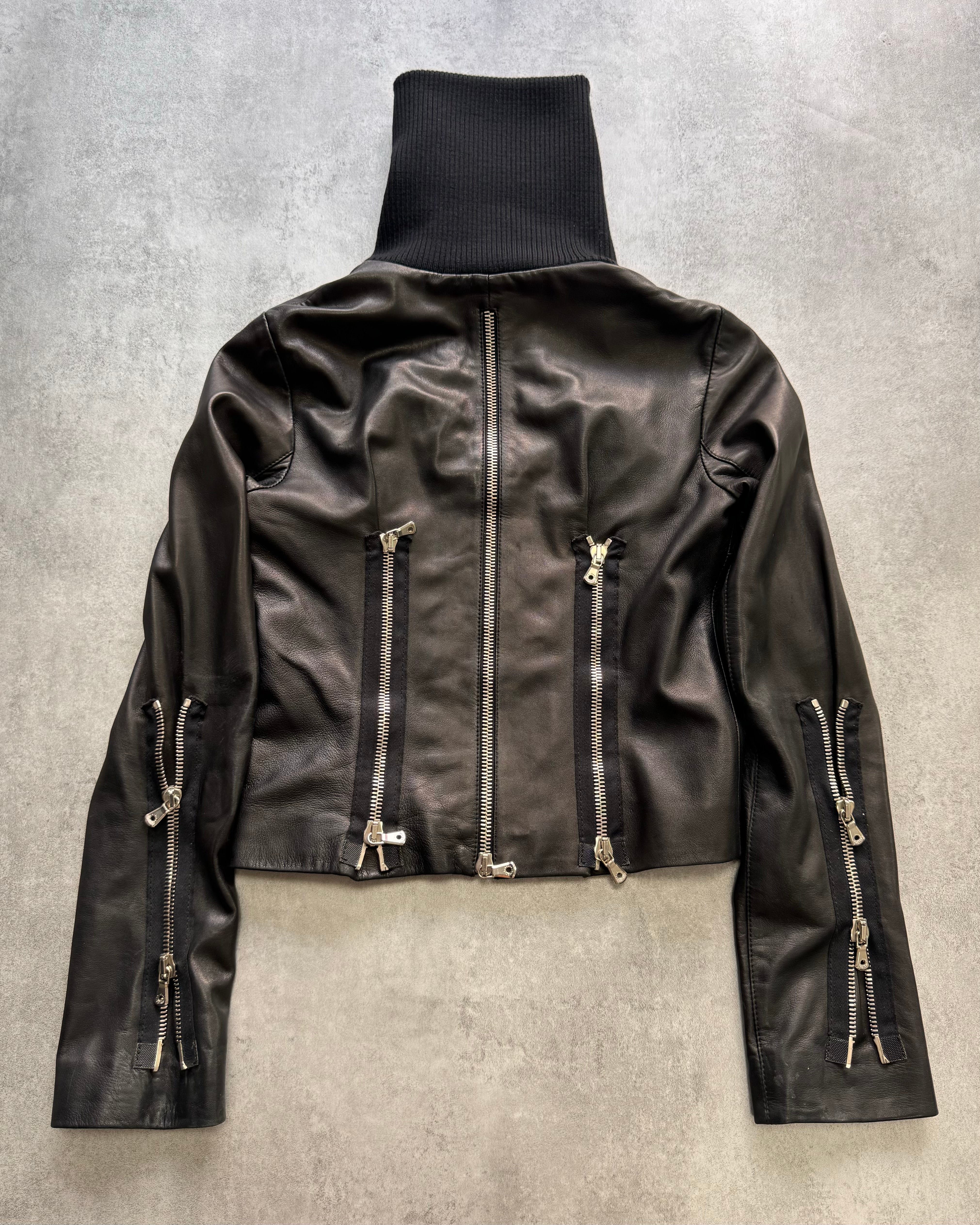 AW2003 Dolce & Gabbana Multi-Zip Leather Jacket - Image 3