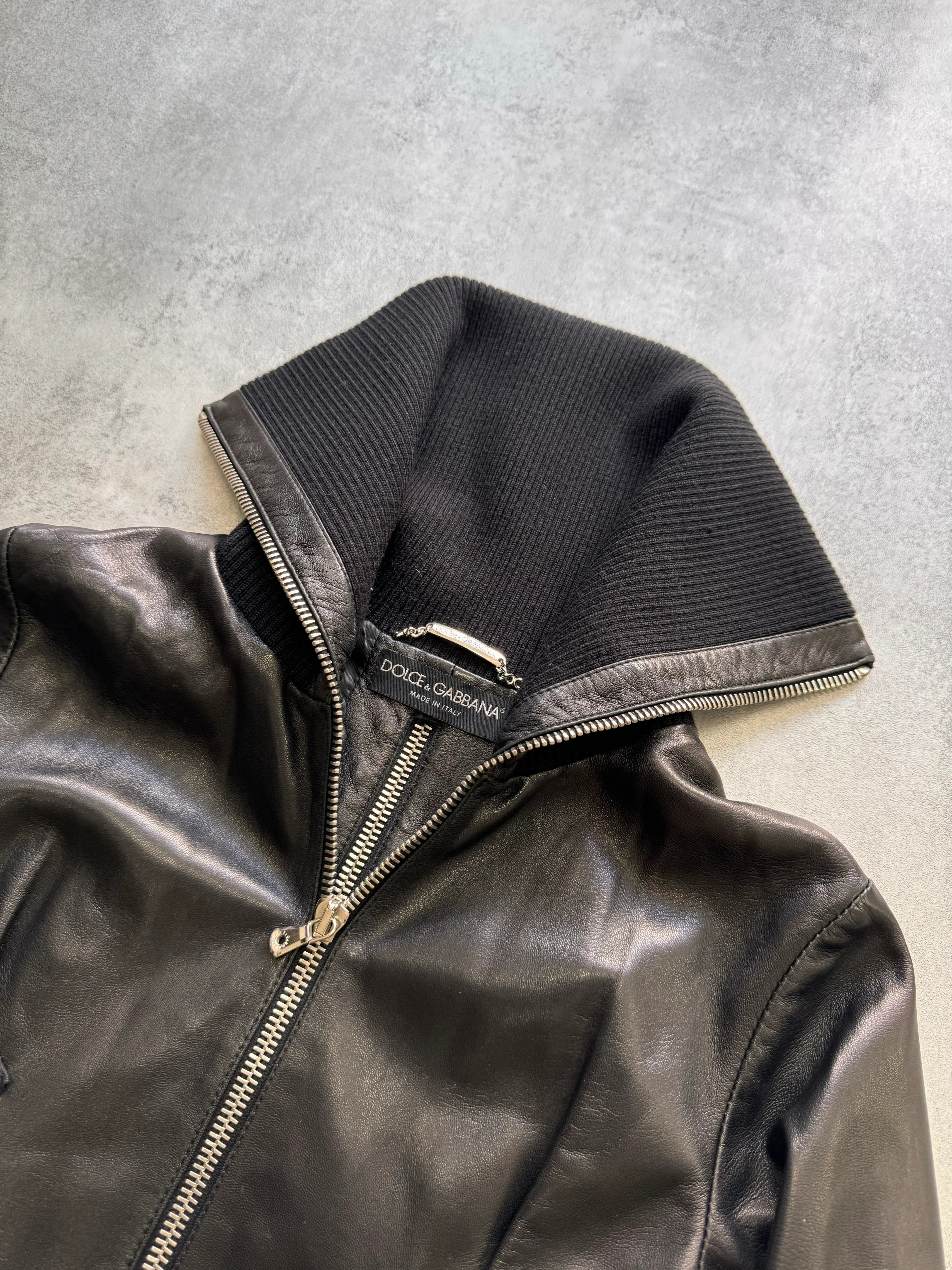 AW2003 Dolce & Gabbana Multi-Zip Leather Jacket - Image 6