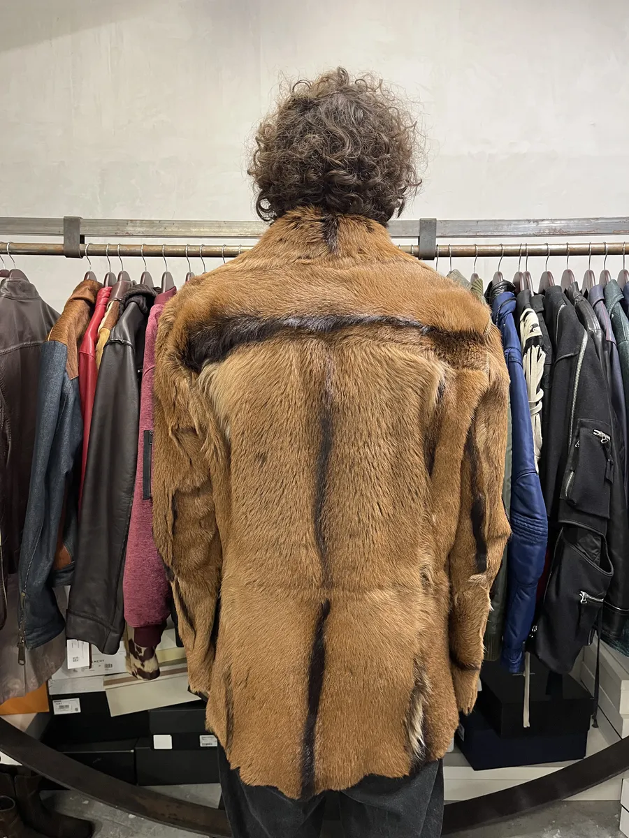 AW2005 Cavalli Fur Leather Premium Camel Jacket - Image 4