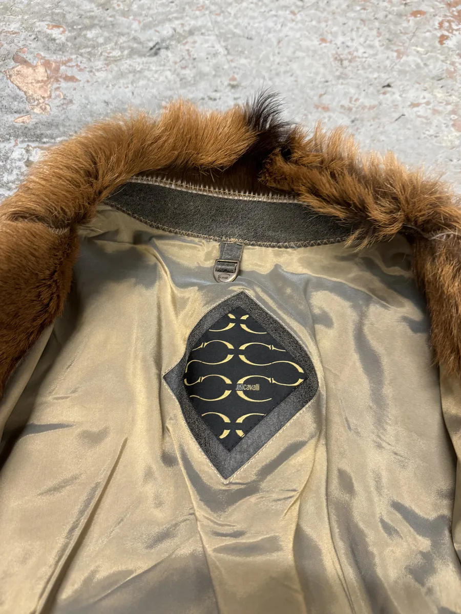 AW2005 Cavalli Fur Leather Premium Camel Jacket - Image 9